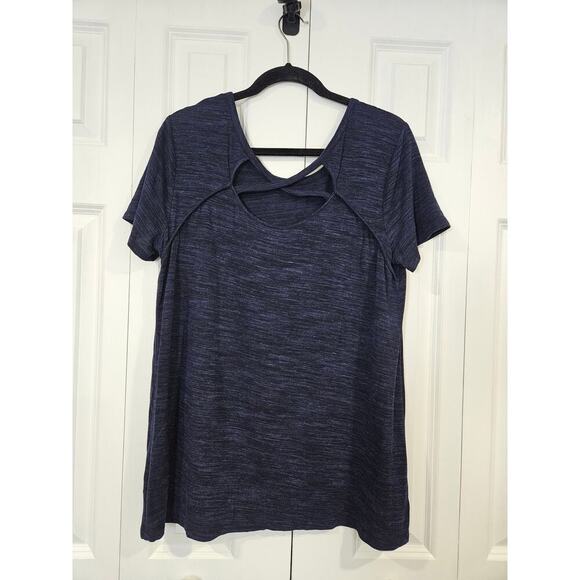 Sunday Blue Marbled Tunic Large Scoop Neck - Picture 2 of 8